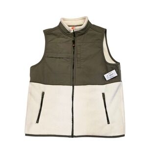 NWT Ozark Trail Full Zip Vest Boys XXL 18 Olive Green And White